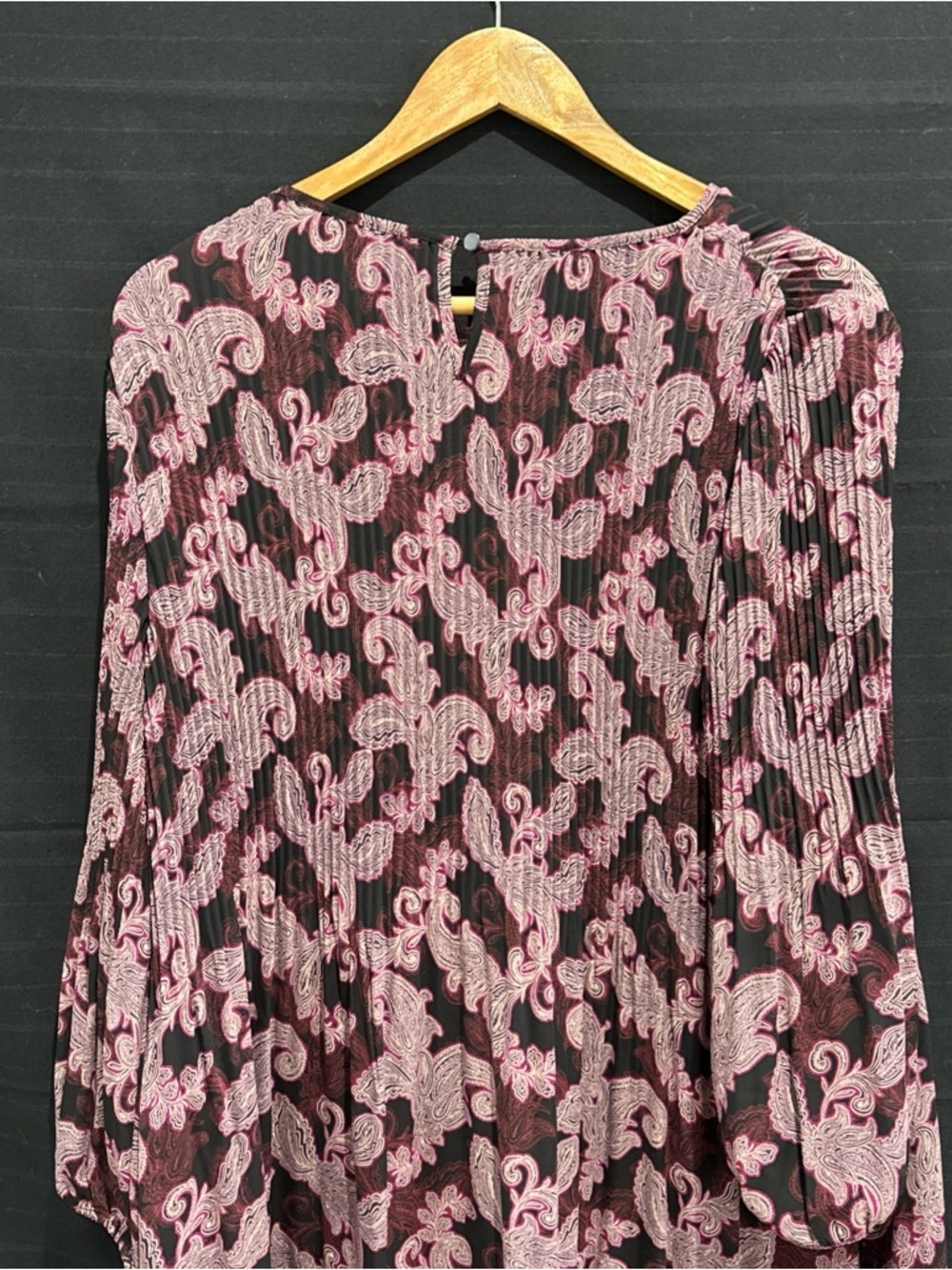 J Jill Wearever Collection Long Sleeve Patterned Pleated Front Dress Large - Picture 10 of 13